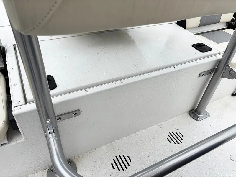 Slide: The Image of 2023 G3 Bay 18 GX boat interior with seating and storage compartments. - 28
