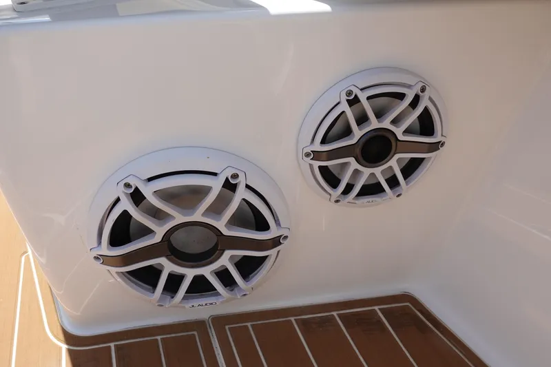 Slide: The Image of Speakers on 2022 Cape Horn 34 XS boat, featuring sleek design and modern audio system. - 27