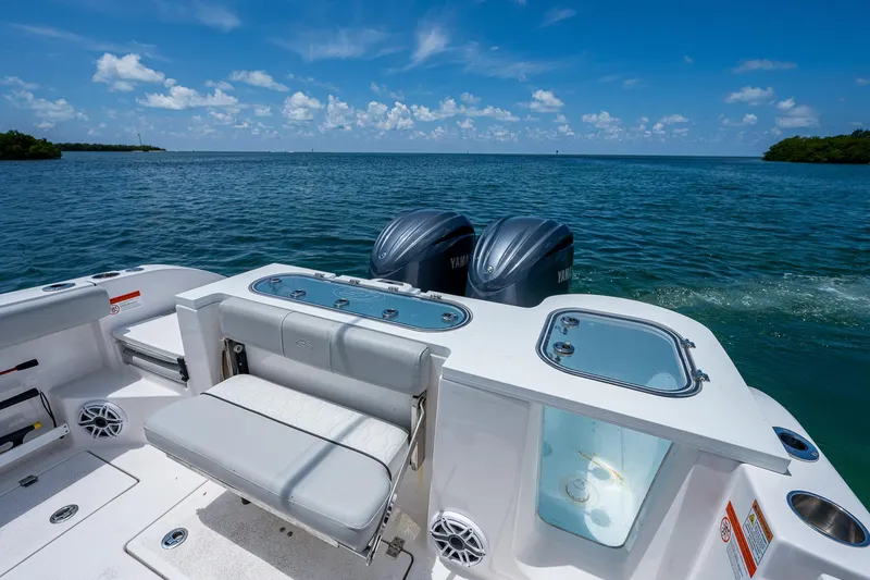 Slide: The Image of 2022 Sea Fox 288 Commander boat with dual engines on a sunny day. - 25
