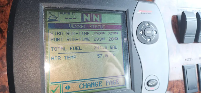Slide: The Image of Display screen on 2005 Sea Ray 360 Sundancer showing vessel status and fuel levels. - 7