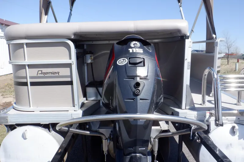 Slide: The Image of 2009 Premier 225 Sunsation LTD pontoon boat with 115 HP outboard motor. - 6