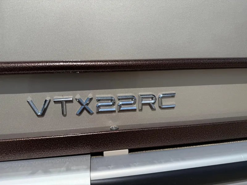 Slide: The Image of 2023 Veranda VTX 22RC logo on a metallic surface. - 16
