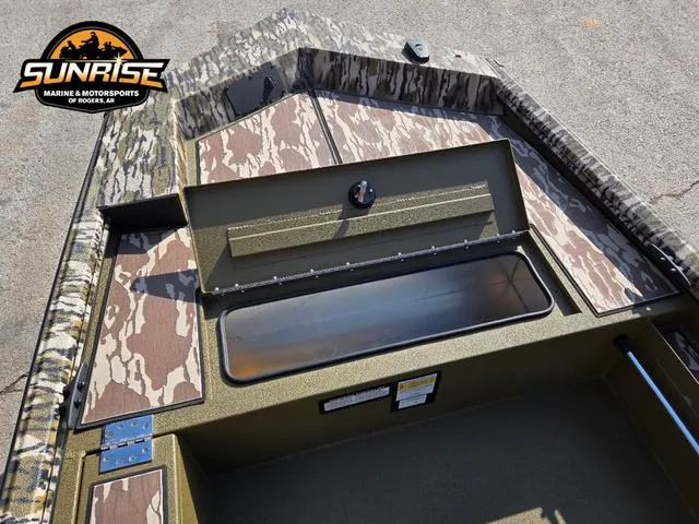 Slide: The Image of Avid 16 Commander 2025 boat interior with camouflage design and storage compartment. - 4
