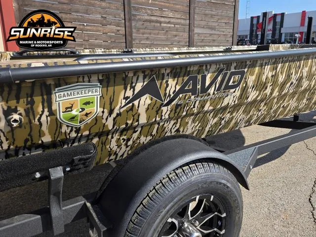 Slide: The Image of Avid 16 Commander 2025 boat with camouflage design and Gamekeeper logo. - 9
