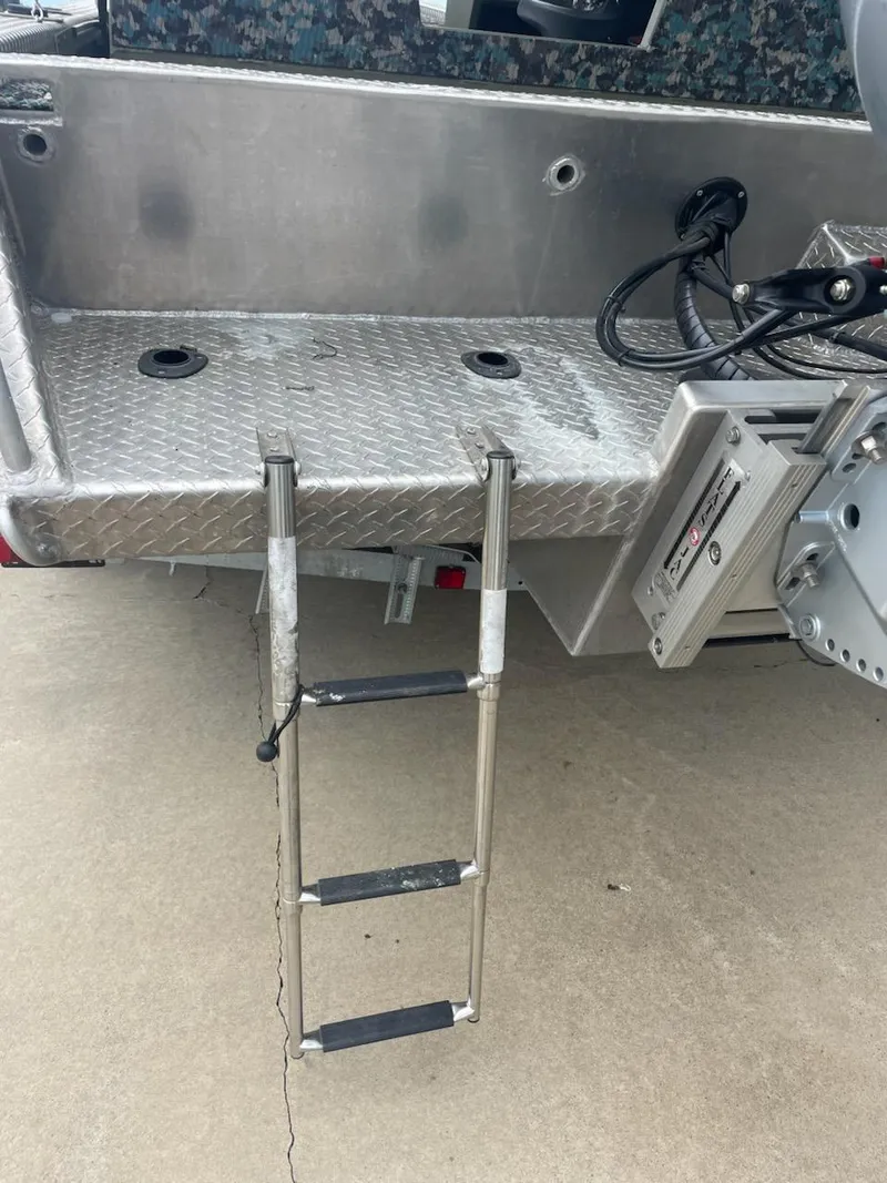 Slide: The Image of Aluminum boat ladder on a Hanko 20-6, 2016 model, with diamond plate platform. - 12