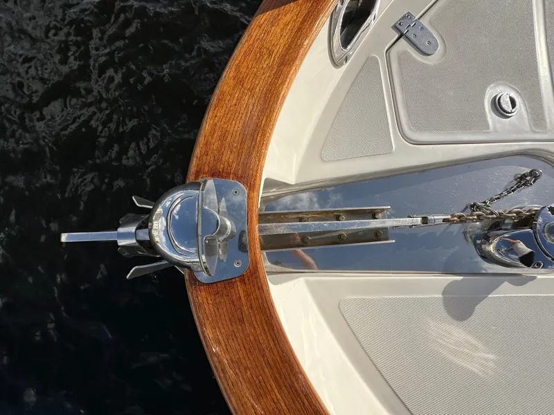 Slide: The Image of Bow of 2013 Austin Parker Open 42 yacht with anchor and teak detailing. - 34