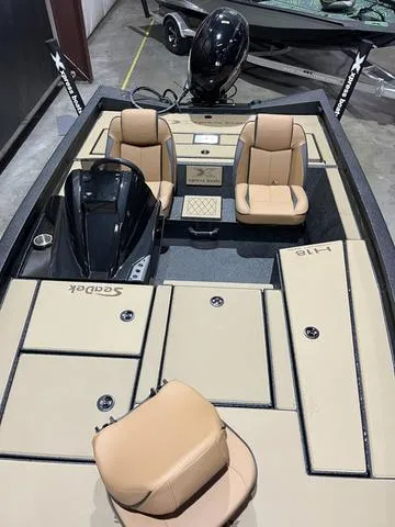 Slide: The Image of 2025 Xpress Hyper-Lift Bass H18 boat with Yamaha 115 SHO engine, beige seating. - 10