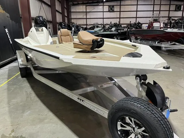 Slide: The Image of 2025 Xpress Hyper-Lift Bass H20 boat with Yamaha 175 SHO engine on trailer. - 4