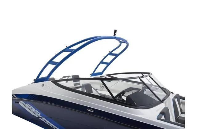 Slide: The Image of 2020 Yamaha AR210 boat with sleek design and blue accents. - 35