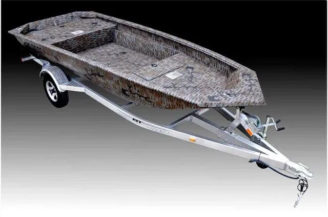 Slide: The Image of 2024 Xpress HD15DBX boat with Yamaha 40HP engine on a trailer, camo design. - 9