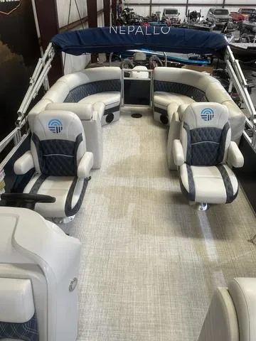 Slide: The Image of 2023 Nepallo Pontoons 22QL with Suzuki 90, featuring spacious seating and modern design. - 8