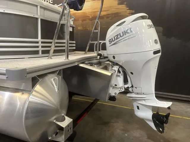 Slide: The Image of 2023 Nepallo Pontoons 20 TL with Suzuki 90 outboard motor, rear view. - 5