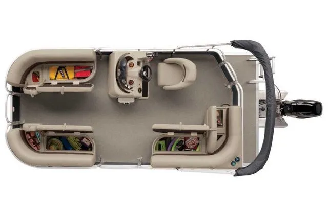 Slide: The Image of 2019 Sun Tracker PARTY BARGE 18 DLX with Mercury 60, top view, spacious seating. - 26