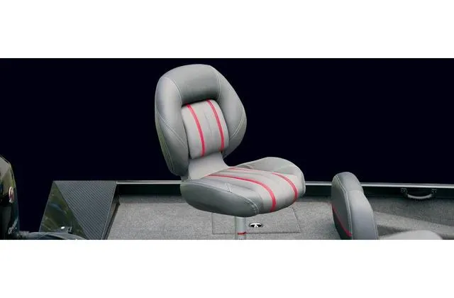 Slide: The Image of 2017 Ranger RT188 boat seat with gray and red design. - 16