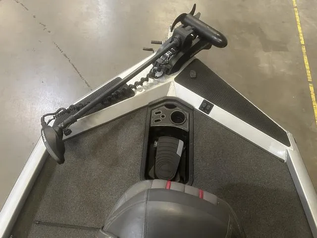 Slide: The Image of 2017 Ranger RT188 boat interior with trolling motor and foot pedal controls. - 8