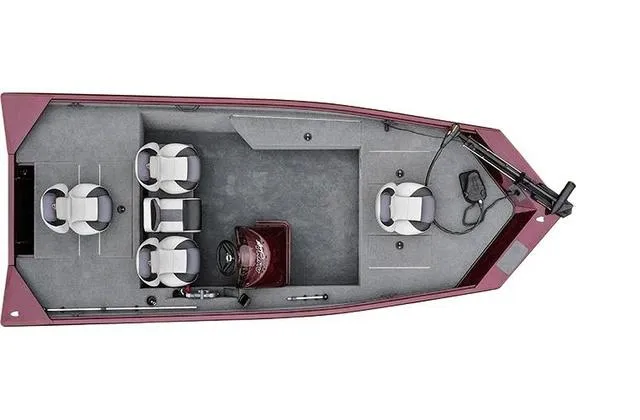 Slide: The Image of 2020 Alumacraft 175 Prowler boat interior with seating and Honda 50 engine. - 14