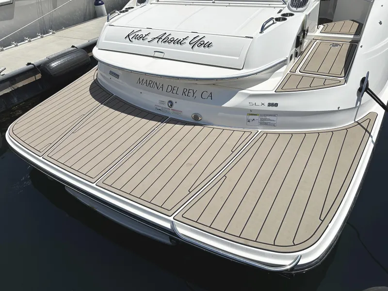 Slide: The Image of 2017 Sea Ray SLX 350 boat with teak deck, docked at Marina Del Rey. - 6