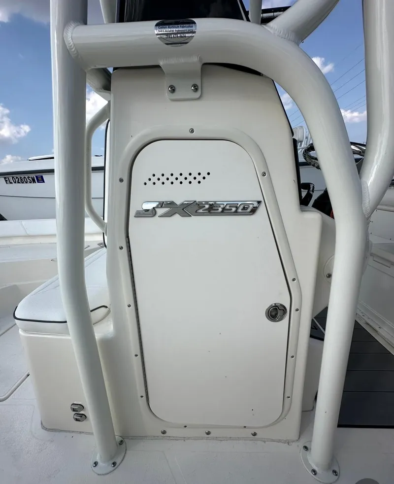 Slide: The Image of 2025 Skeeter SX 2350 boat console with sleek design and sturdy framework. - 6