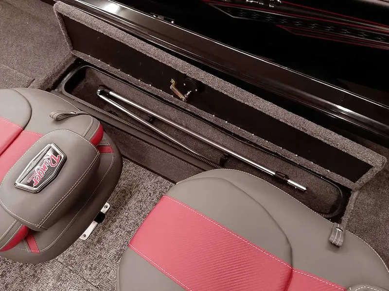 Slide: The Image of 2025 Ranger VS1782SC Angler boat interior with storage compartment and seating. - 24