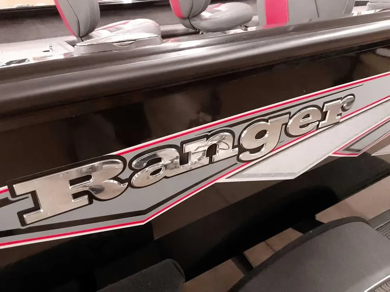 Slide: The Image of 2025 Ranger VS1782SC Angler boat with sleek design and bold logo. - 33