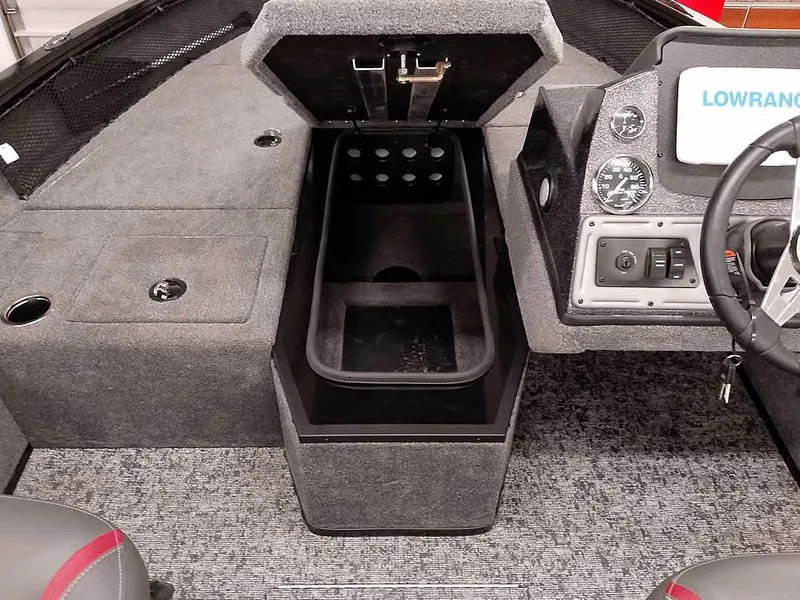 Slide: The Image of 2025 Ranger VS1782SC Angler boat interior with storage and control panel. - 7
