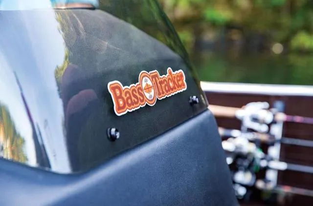 Slide: The Image of 2018 Tracker BASS TRACKER® 40th Anniversary Heritage Edition logo on boat windshield. - 18