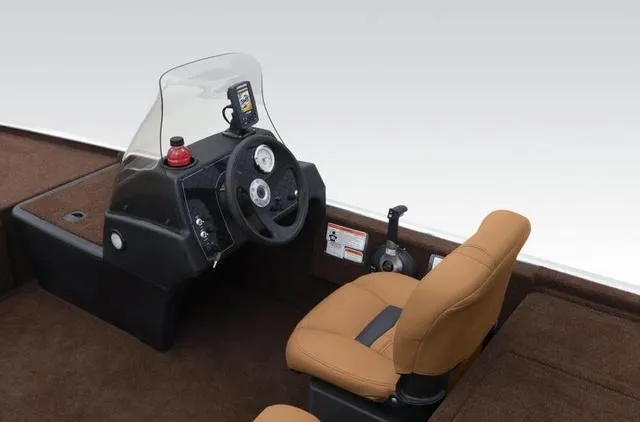 Slide: The Image of 2018 Tracker BASS TRACKER® 40th Anniversary Heritage Edition boat interior with steering console and seat. - 23