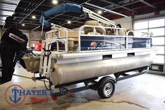 Slide: The Image of 2020 Sun Tracker Bass Buggy® 16 XL pontoon boat in showroom. - 3