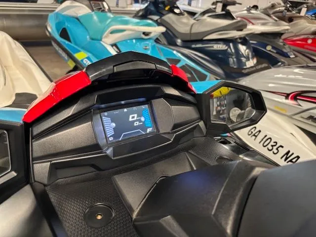 Slide: The Image of 2024 Yamaha WaveRunner VX Deluxe dashboard with digital display in showroom. - 11