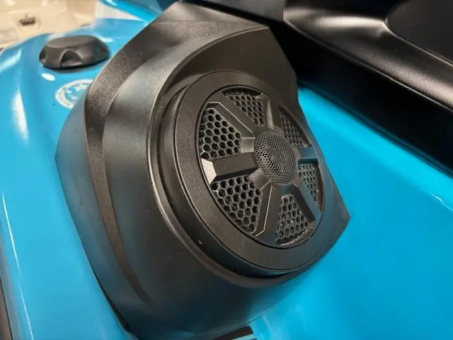 Slide: The Image of 2024 Yamaha WaveRunner VX Deluxe speaker detail on blue body. - 7