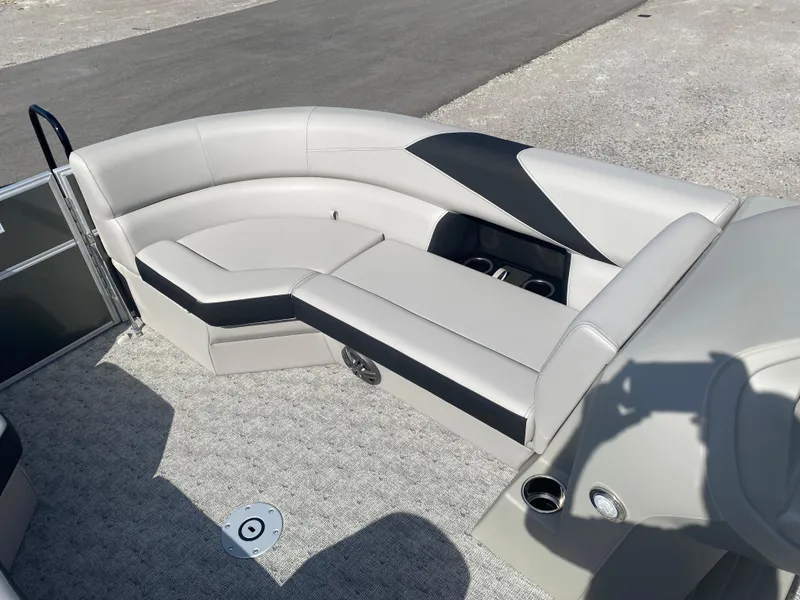Slide: The Image of 2025 Trifecta LE Series 22UL boat interior with sleek seating and modern design. - 18