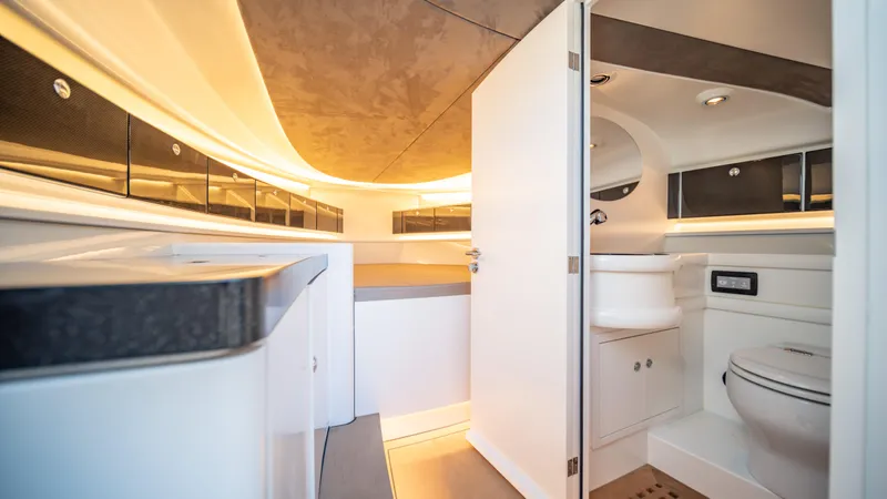 Slide: The Image of Luxurious 2022 Wajer yacht interior with modern bathroom and sleek design. - 10