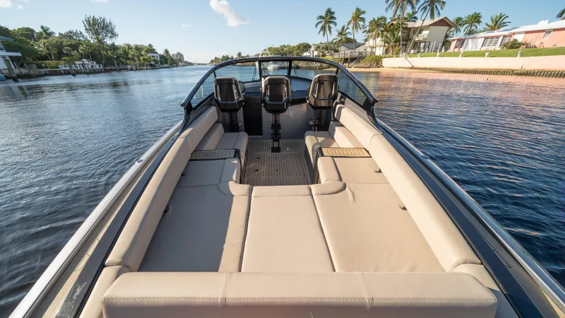 Slide: The Image of Luxury 2022 Wajer boat with spacious seating, cruising on a scenic waterway. - 3