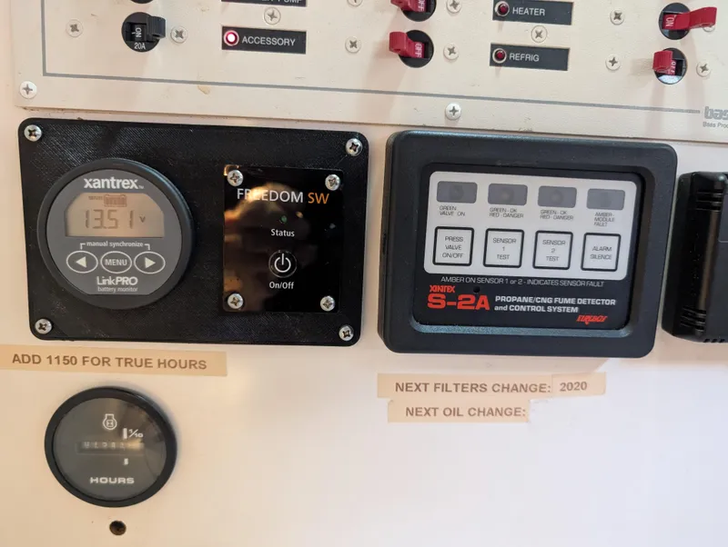 Slide: The Image of Control panel of a 1998 Caliber 40 LRC with various gauges and switches. - 24