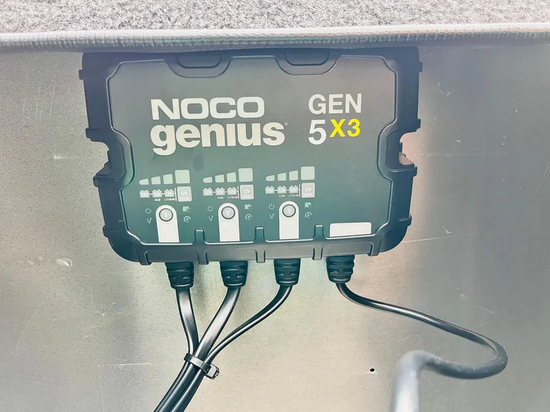 Slide: The Image of NOCO Genius GEN 5X3 battery charger installed in 2024 Ranger RT198P boat. - 38