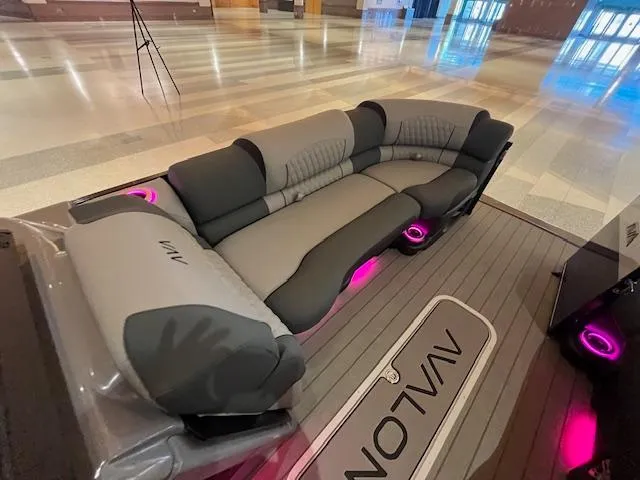 Slide: The Image of Luxurious Avalon Excalibur LTD Quad Lounge with ambient lighting, 2025 model, in a spacious setting. - 44