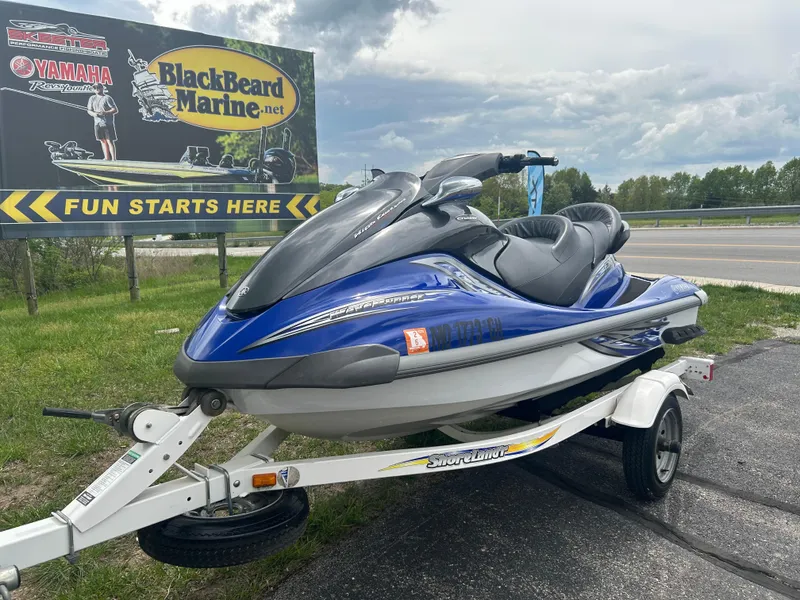 Slide: The Image of 2005 Yamaha WaveRunner FX Cruiser on trailer near BlackBeard Marine sign. - 4