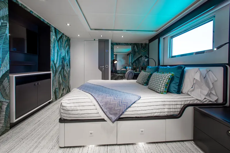Slide: The Image of Luxurious bedroom interior of 2017 Mengi Yay 105 Custom Explorer yacht with modern decor. - 18