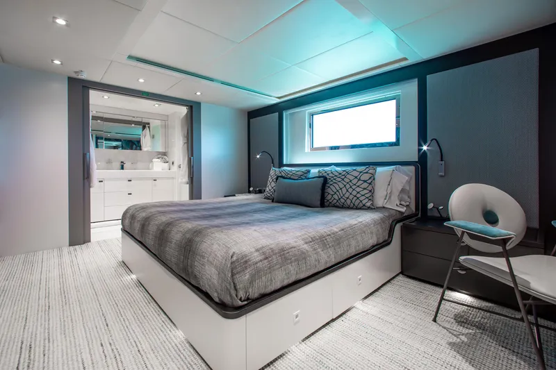 Slide: The Image of Luxurious bedroom interior of 2017 Mengi Yay 105 Custom Explorer yacht, featuring modern design and cozy ambiance. - 20