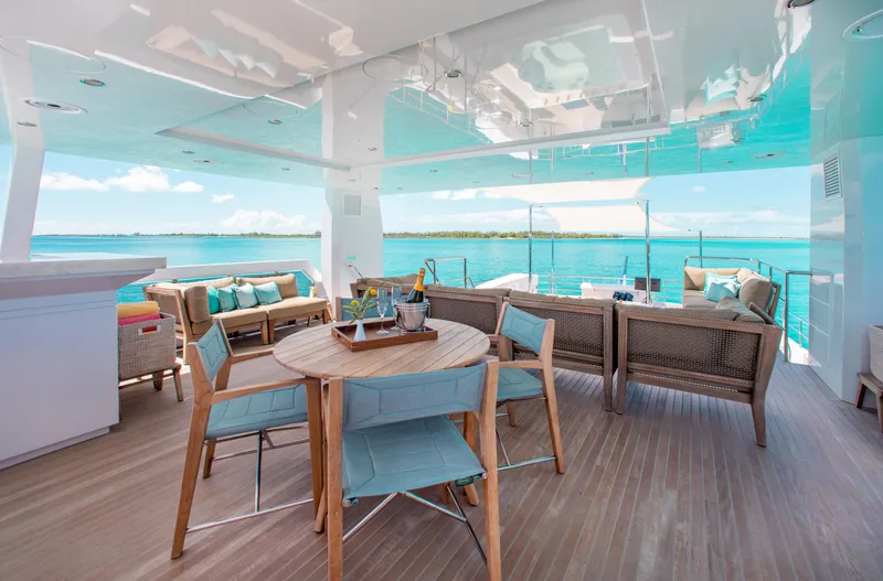 Slide: The Image of Luxurious deck of 2017 Mengi Yay Custom Explorer yacht with elegant seating and ocean view. - 28