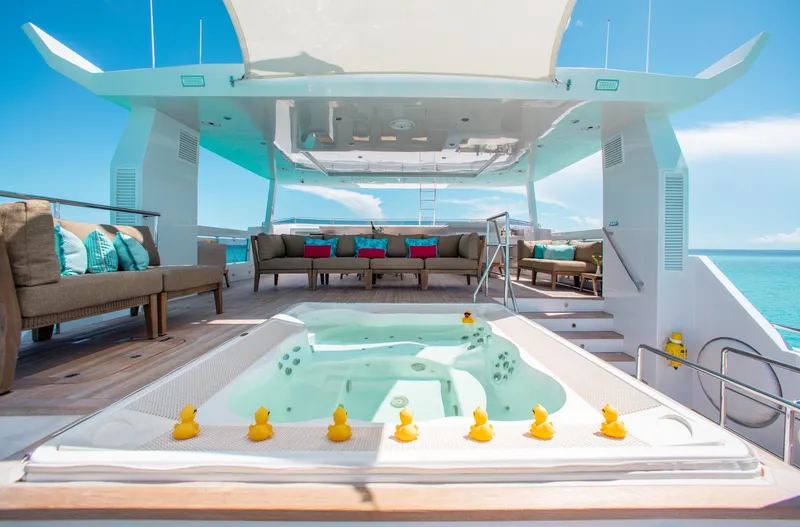 Slide: The Image of Luxurious 2017 Mengi Yay Custom Explorer yacht with jacuzzi and seating area on deck. - 30