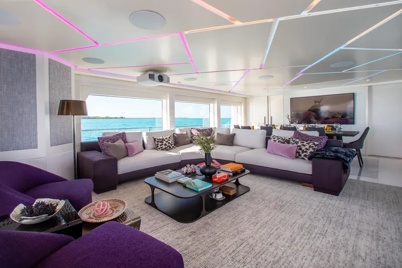 Slide: The Image of Luxurious interior of 2017 Mengi Yay 105 Custom Explorer yacht with modern decor and ocean view. - 4