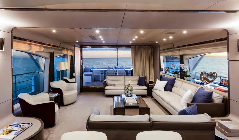 Slide: The Image of Luxurious interior of 2017 Azimut Grande 30 Metri yacht with elegant seating and ocean view. - 10