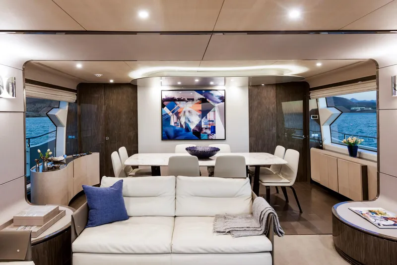 Slide: The Image of Luxurious interior of 2017 Azimut Grande 30 Metri yacht with modern decor and elegant furnishings. - 12