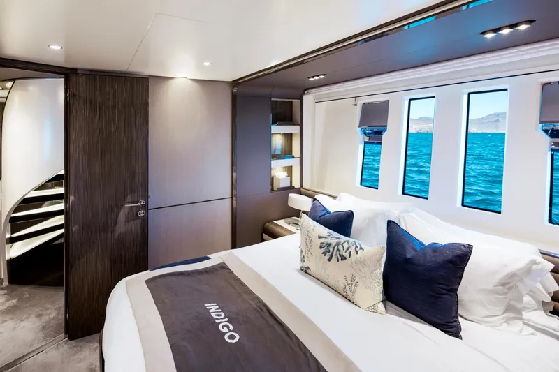 Slide: The Image of Luxurious bedroom interior of 2017 Azimut Grande 30 Metri yacht with ocean view. - 19