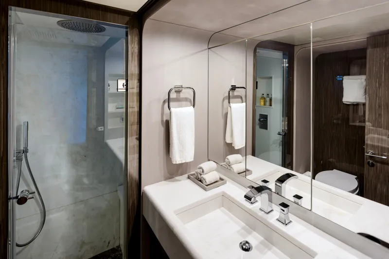 Slide: The Image of Luxurious bathroom in 2017 Azimut Grande 30 Metri yacht with modern fixtures and shower. - 21
