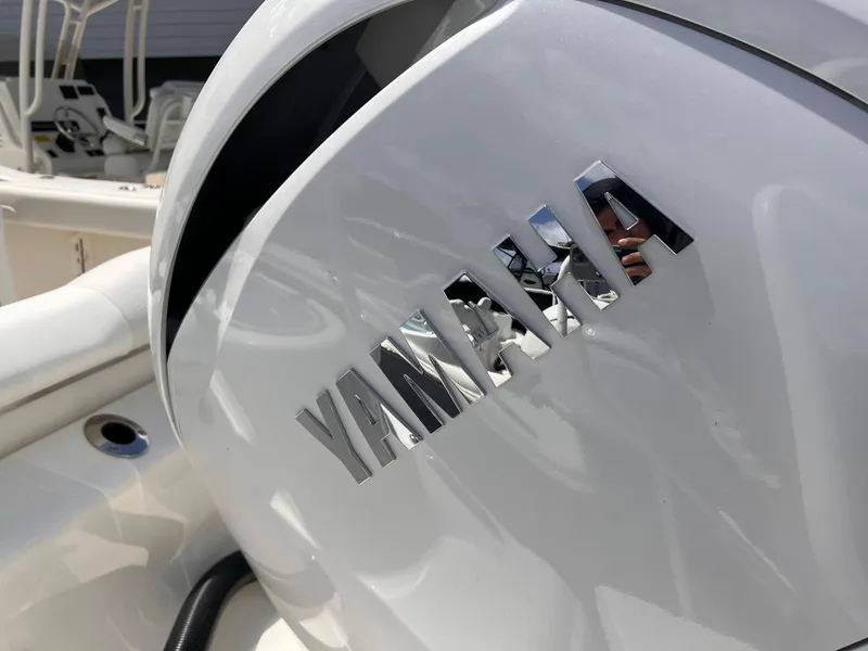 Slide: The Image of Yamaha engine on 2025 Key West 260 CC boat, close-up view. - 8