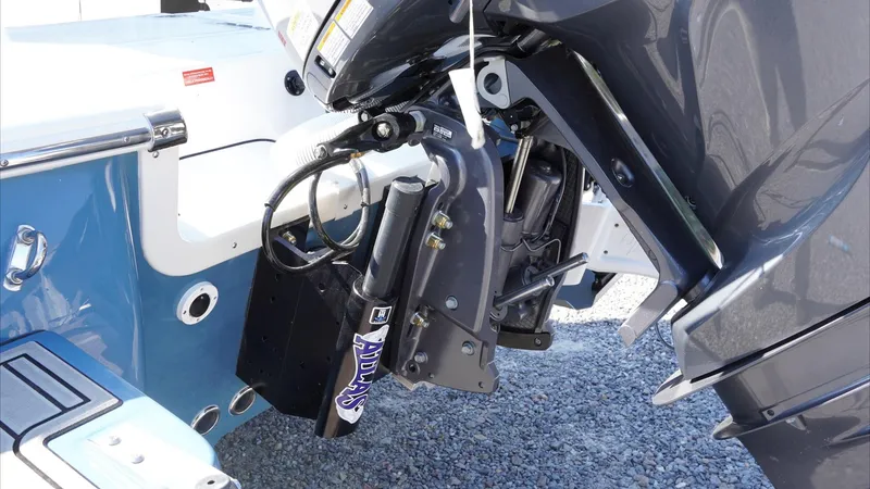 Slide: The Image of 2025 Tidewater 2300 Carolina Bay boat seat with black and white upholstery. - 10