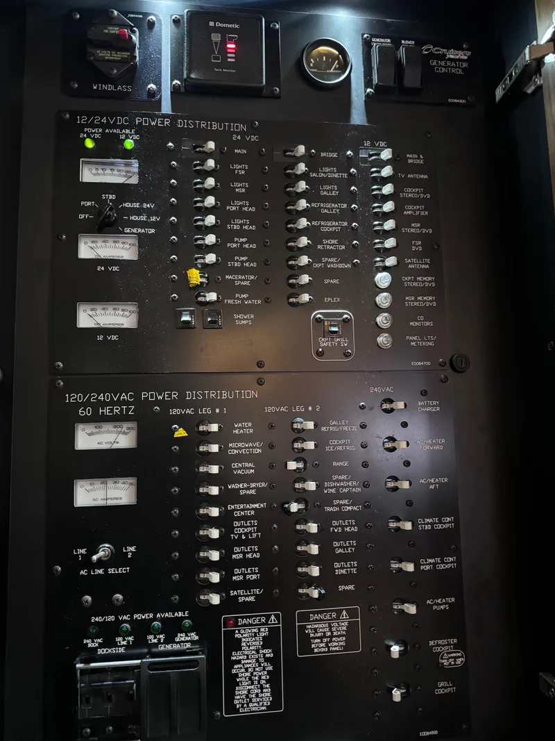 Slide: The Image of Electrical control panel of a 2014 Cruisers Yachts 54 Sport Coupe. - 21