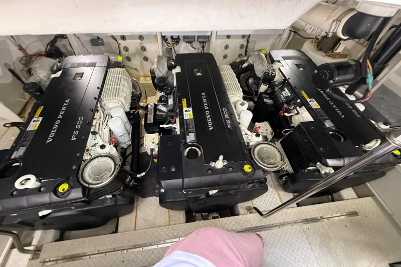Slide: The Image of Engine room of 2014 Cruisers Yachts 54 Sport Coupe with Volvo Penta IPS 600 engines. - 61